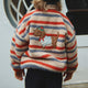Konges Slojd Fleece pentru copii cu imprimare brodată Joddy Teddy Tangerine Stripe
