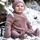 Mikk-Line Salopetă din lână merino pentru bebeluși Wool Baby Suit Burlwood