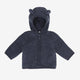Huttelihut Jachetă copii din lână merino cu glugă și urechi Ombre Blue Melange
