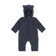 Huttelihut Combinezon din lână merino pentru bebeluși cu urechiușe Ombre Blue Melange