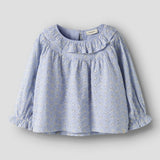 Lil' Atelier Bluză pentru copii pentru fete cu volan Zen Blue NMFTESSIE