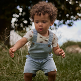 Lil' Atelier Salopetă pentru copii din denim, lejeră, medie, Blue Denim, NBMFUNDA